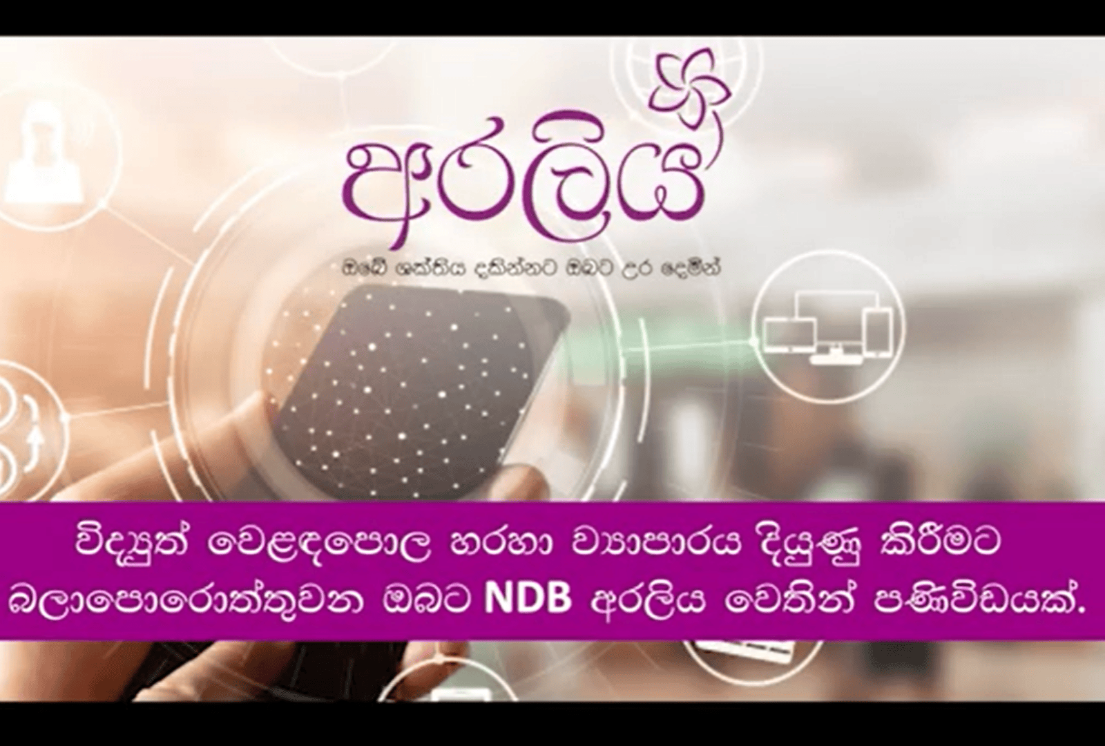 විද්‍යුත් වෙළදපොල හරහා ව්‍යාපාරය දියුණු කිරීමට බලාපොරොත්තුවන කාන්තා ඔබට NDB අරලිය වෙතින් පණිවිඩයක්..